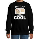 Bellatio Decorations Witte kat katten trui / sweater my cat is serious cool - kinderen - katten / poezen liefhebber cadeau sweaters - Zwart