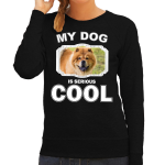 Bellatio Decorations Chow chow honden trui / sweater my dog is serious cool - dames - Chow chows liefhebber cadeau sweaters - Zwart