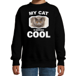 Bellatio Decorations Britse korthaar katten trui / sweater my cat is serious cool - kinderen - katten / poezen liefhebber cadeau sweaters - Zwart