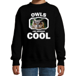 Bellatio Decorations Dieren uilen sweater kinderen - owls are serious cool trui jongens/ meisjes - cadeau uil/ uilen liefhebber - Zwart