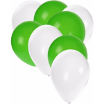 30x ballonnen wit en groen - 27 cm - witte / groene versiering