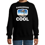 Bellatio Decorations Dieren kangoeroes sweater kinderen - kangaroos are serious cool trui jongens/ meisjes - cadeau kangoeroe/ kangoeroes liefhebber - Zwart