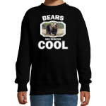 Bellatio Decorations Dieren beren sweater kinderen - bears are serious cool trui jongens/ meisjes - cadeau bruine beer/ beren liefhebber - Zwart