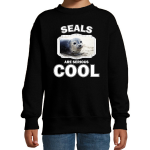 Bellatio Decorations Dieren grijze zeehond sweater kinderen - seals are serious cool trui - cadeau zeehond/ zeehonden liefhebber - Zwart