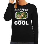 Bellatio Decorations Dieren giraffen sweater dames - giraffes are serious cool trui - cadeau sweater giraffe/ giraffen liefhebber - Zwart