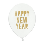 24xte Happy New Year ballonnen oud en nieuw/nieuwjaar - Wit