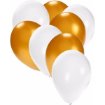 30x ballonnen wit en goud - 27 cm - witte / gouden versiering