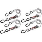 Masterlock Set of 4 spring clamp tie downs with zamac buckle and S hooks 1,80m -