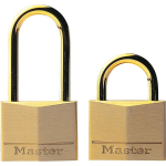 Masterlock 2 x 35mm padlocks - 16mm and 38mm brass shackle, 4mm diam. - 4-pin cyl