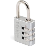 Masterlock 30mm - solid aluminium body with brushed metal finish - 24mm chrome pl