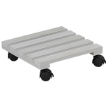 Planten trolley/multiroller vierkant 30 x 30 cm greywash hout - Tot 100 kg - Planken/trolleys voor kamerplanten - Plantentrolleys/plantenbakonderzetters - Bruin