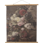 Clayre & Eef Wandkaart met bloemen - 80*2*100 cm - meerkleurig - hout / textiel - rechthoekig - bloemen - - 5WK0032