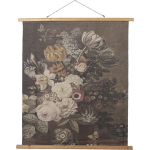 Clayre & Eef Wandkaart met bloemen - 80*2*100 cm - meerkleurig - hout / textiel - rechthoekig - bloemen - - 5WK0031