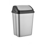Zilver/zwarte vuilnisbak/vuilnisemmer kunststof 16 liter - Vuilnisemmers/vuilnisbakken/prullenbakken - Kantoor/keuken prullenbakken