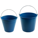 Hega Hogar 2xe schoonmaakemmers/huishoudemmers 8 en 16 liter - Agri emmers - Kunststof/plastic emmer/sopemmer met metalen hengsel/handvat 2 stuks - Blauw