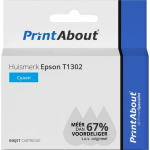 PrintAbout Huismerk Epson T1302 Inktcartridge Cyaan