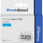 PrintAbout Huismerk Epson 26XL (T2632) Inktcartridge Cyaan Hoge capaciteit