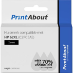 PrintAbout Huismerk compatible met HP 62XL (C2P05AE) Inktcartridge Hoge capaciteit - Zwart