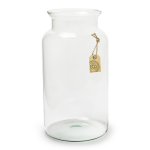 Bellatio Design Transparante melkbus vaas/vazen van eco glas 19 x 35 cm - Gerecycled glas - Woonaccessoires/woondecoraties - Glazen bloemenvaas - Boeketvaas - Melkbusvaas/melkbusvazen
