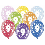 6x stuks ballonnen 9 jaar thema met sterretjes - Leeftijd feestartikelen en versiering