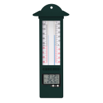 Binnen/buiten digitale thermometer van kunststof 9.5 x 24 cm - buitenthemometers / raamthermometers / kozijnthermometers - Groen