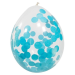 4x stuks transparante party ballonnene grote confetti 30 cm - Verjaardag of babyshower feestartikelen - Blauw