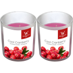 Trend Candles 2x Geurkaarsen Cranberry In Glazen Houder 25 Branduren - Geurkaarsen Cranberrygeur/veenbessengeur - Woondecoraties - Roze