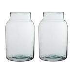 2x Cilinder Vaas / Bloemenvaas Transparant Glas 35 X 21 Cm - Bloemenvazen - Woondecoratie / Woonaccessoires