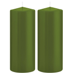 Trend Candles 2x Olijfe Cilinderkaarsen/stompkaarsen 8 X 20 Cm 119 Branduren - Geurloze Kaarsen Olijf - Woondecoraties - Groen