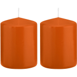 Trend Candles 2x Cilinderkaarsen/stompkaarsen 6 X 8 Cm 29 Branduren - Geurloze Kaarsen - Woondecoraties - Oranje