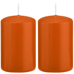 Trend Candles 2x Cilinderkaarsen/stompkaarsen 5 X 8 Cm 18 Branduren - Geurloze Kaarsen - Woondecoraties - Oranje