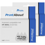 PrintAbout - Inktcartridge / Alternatief voor de HP CC641EE (nr 300XL) / 2-pack - Zwart