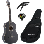 Lapaz C30BK klassieke gitaar 4/4-formaat zwart + gigbag + accessoires