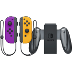 Nintendo Switch Joy-Con set Neon Paars/Neon + Switch Joy-Con Charge Grip - Oranje