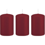 Trend Candles 3x Bordeauxrode Cilinderkaarsen/stompkaarsen 5 X 8 Cm 18 Branduren - Geurloze Kaarsen - Woondecoraties - Rood