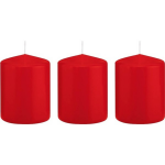 Trend Candles 3x Rode Cilinderkaarsen/stompkaarsen 6 X 8 Cm 29 Branduren - Geurloze Kaarsen - Woondecoraties - Rood