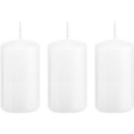 Trend Candles 3xte Cilinderkaarsen/stompkaarsen 5 X 10 Cm 23 Branduren - Geurloze Kaarsen - Woondecoraties - Wit