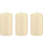 Trend Candles 3x Cremete Cilinderkaarsen/stompkaarsen 5 X 10 Cm 23 Branduren - Geurloze Kaarsen - Woondecoraties - Wit