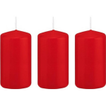Trend Candles 3x Rode Cilinderkaarsen/stompkaarsen 5 X 10 Cm 23 Branduren - Geurloze Kaarsen - Woondecoraties - Rood