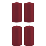 Trend Candles 4x Bordeauxrode Cilinderkaarsen/stompkaarsen 8 X 15 Cm 69 Branduren - Geurloze Kaarsen - Woondecoraties - Rood