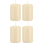 Trend Candles 4x Cremete Cilinderkaarsen/stompkaarsen 5 X 8 Cm 18 Branduren - Geurloze Kaarsen - Woondecoraties - Wit
