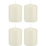 Trend Candles 4x Ivoorte Cilinderkaars/stompkaars 6 X 8 Cm 29 Branduren - Geurloze Kaarsen - Woondecoraties - Wit