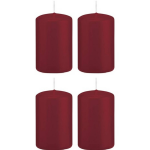 Trend Candles 4x Bordeauxrode Cilinderkaarsen/stompkaarsen 5 X 8 Cm 18 Branduren - Geurloze Kaarsen - Woondecoraties - Rood