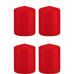 Trend Candles 4x Rode Cilinderkaarsen/stompkaarsen 6 X 8 Cm 29 Branduren - Geurloze Kaarsen - Woondecoraties - Rood