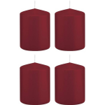 Trend Candles 4x Bordeauxrode Cilinderkaarsen/stompkaarsen 6 X 8 Cm 29 Branduren - Geurloze Kaarsen - Woondecoraties - Rood