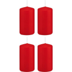 Trend Candles 4x Rode Cilinderkaarsen/stompkaarsen 5 X 10 Cm 23 Branduren - Geurloze Kaarsen - Woondecoraties - Rood