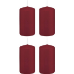 Trend Candles 4x Bordeauxrode Cilinderkaarsen/stompkaarsen 5 X 10 Cm 23 Branduren - Geurloze Kaarsen - Woondecoraties - Rood