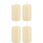 Trend Candles 4x Cremete Cilinderkaarsen/stompkaarsen 6 X 12 Cm 40 Branduren - Geurloze Kaarsen - Woondecoraties - Wit