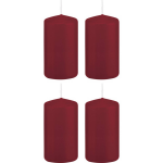 Trend Candles 4x Bordeauxrode Cilinderkaarsen/stompkaarsen 6 X 12 Cm 40 Branduren - Geurloze Kaarsen - Woondecoraties - Rood