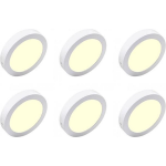 BES LED Led Downlight 6 Pack - Opbouw - Rond 18w - Warm 3000k - Mat Aluminium - Ø225mm - Wit